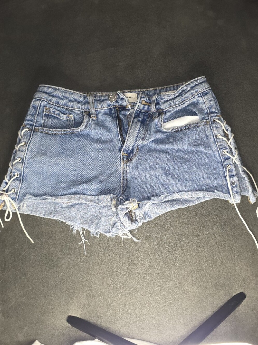 PacSun Light Wash Lace-Up Frayed Denim Shorts